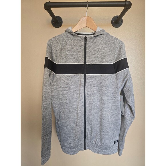 NWT Michael Strahan zip up hooded sweatshirt gray and black - Picture 1 of 6